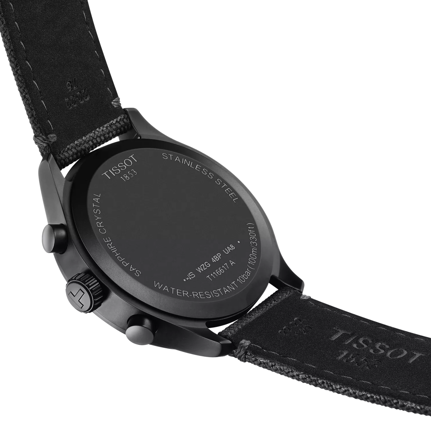 Tissot T1166173705100 Black Dial Men’s Swiss Quartz Chronograph Watch – Black PVD Case & Black Textile Strap, Sapphire Crystal