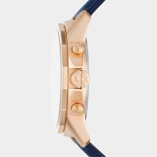 Armani Exchange AX1723I Men's Quartz Chronograph Watch Blue Sunray Dial Blue Leather Strap