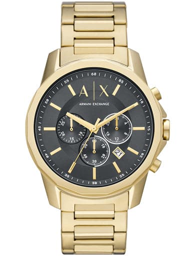 Armani Exchange AX1721I Men's Quartz Chronograph Watch Grey Sunray Dial Gold-Tone Stainless Steel Bracelet