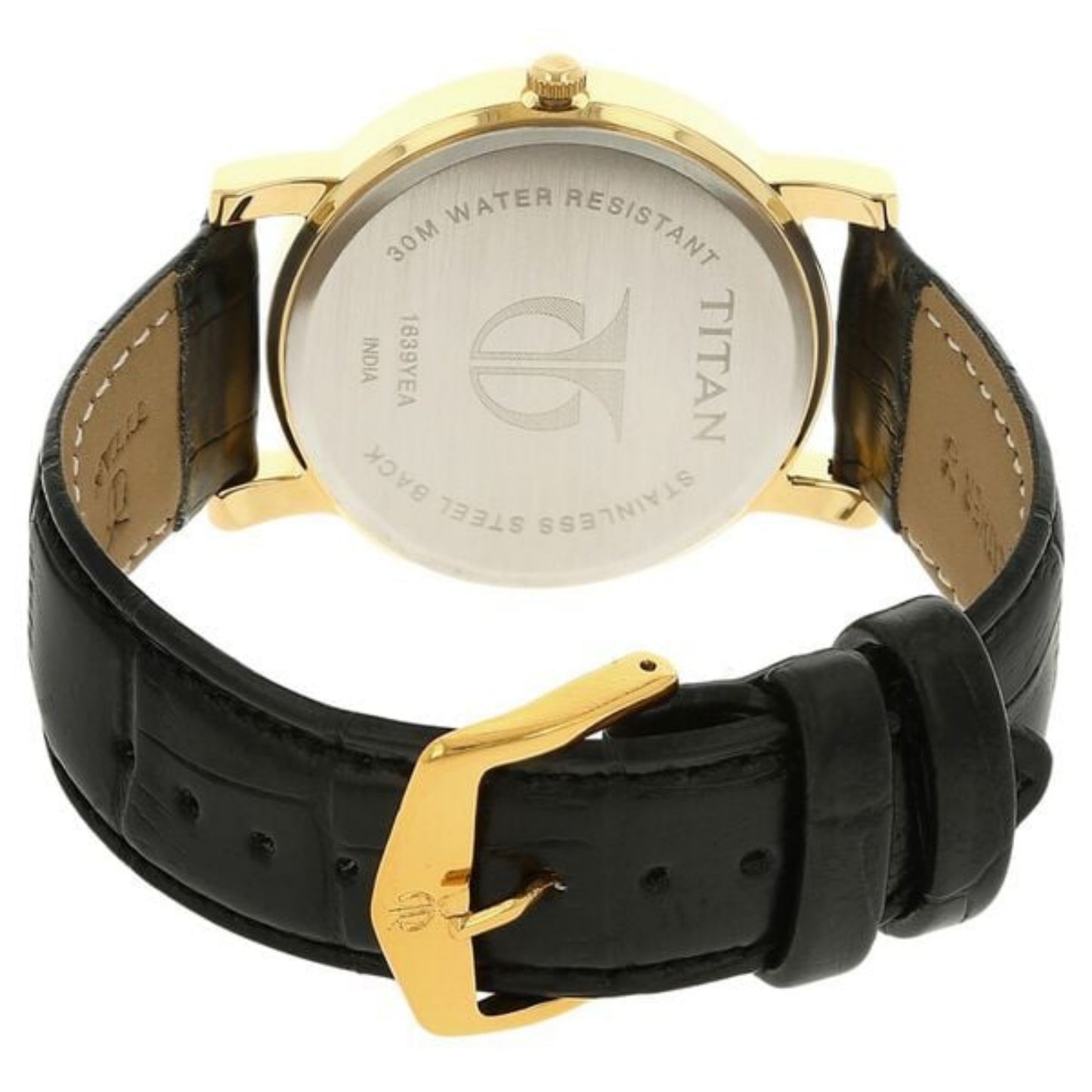 Titan 1639YL01 Analog with Date Champagne Dial Quartz Leather Strap watch for Men