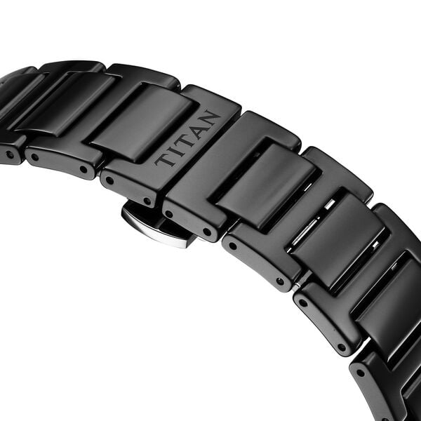 Titan 1696NC01 Black Dial Ceramic Analog Watch for Men – Black Ceramic Strap, Quartz Movement