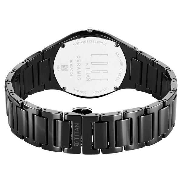 Titan 1696NC12 Men’s Black Dial Diamond Accent Ceramic Strap Quartz Analog Watch – Round Ceramic Case, Sapphire Crystal, Butterfly Clasp