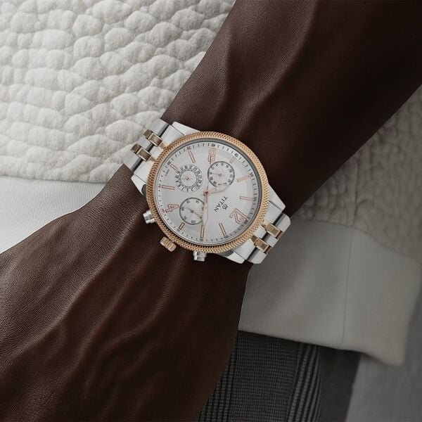 Titan 1734KM02 Men’s White Dial Multifunction Stainless Steel Watch