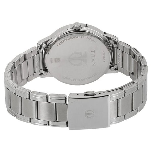 Titan 1769SM01 Blue Dial Multifunction Analog Watch for Men – Silver Stainless Steel Bracelet, Quartz Movement, Mineral Glass, Round Metal Case