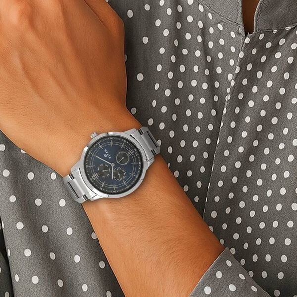 Titan 1769SM01 Blue Dial Men’s Stainless Steel Watch | Quartz Multifunction | Elegant Analog Wrist Watch