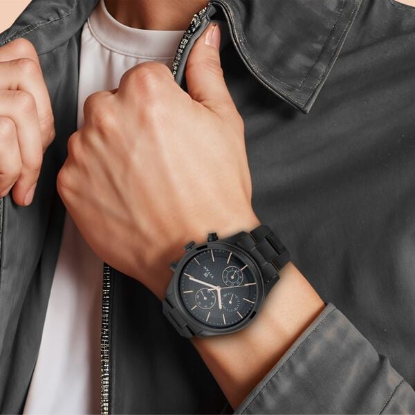 Titan 1805NM01 Men’s Multifunction Analog Watch | Black Dial & Black Metal Strap | Quartz Watch