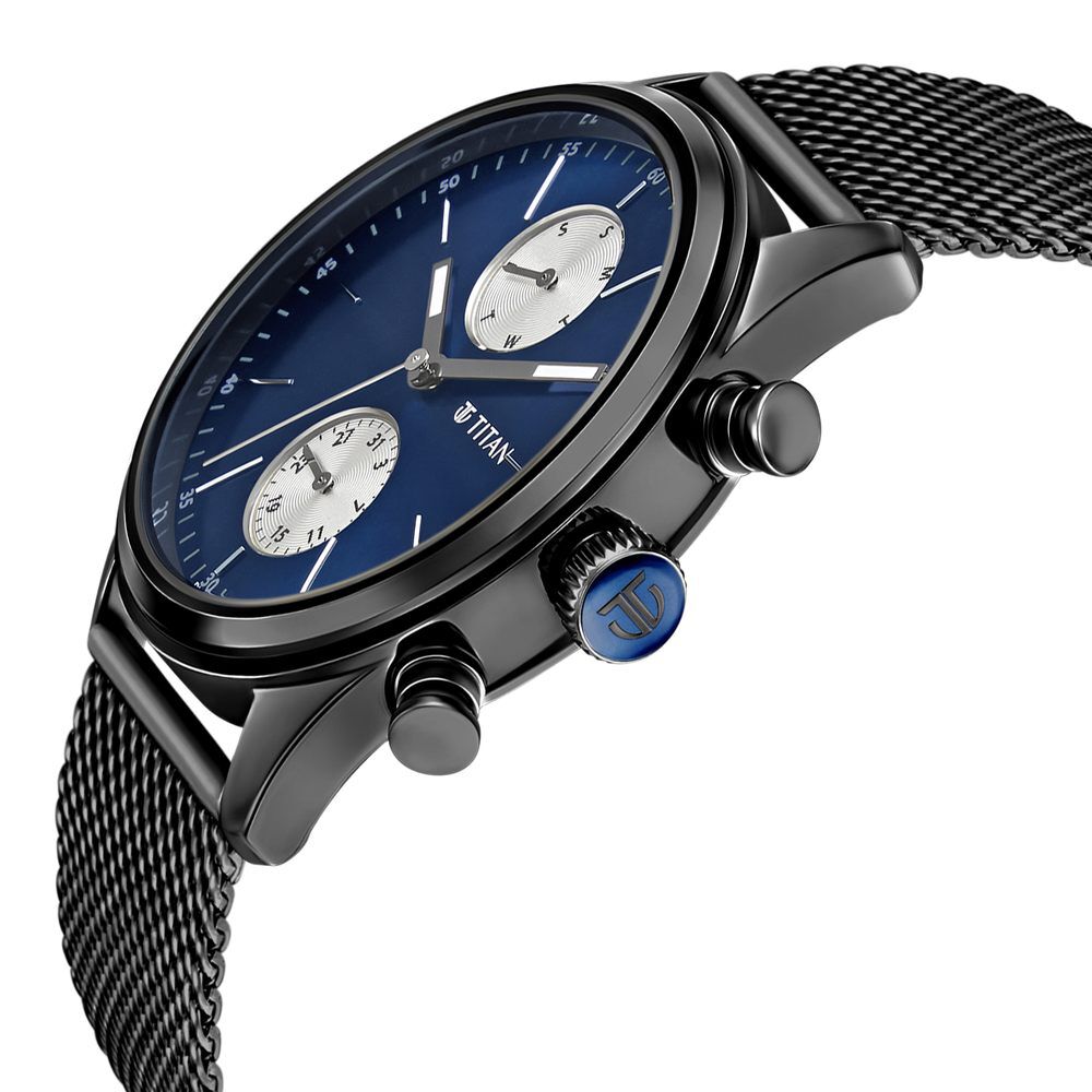 Titan 1805NM03 Elmnt Midnight Blue Dial Analog Men's Stainless Steel Watch