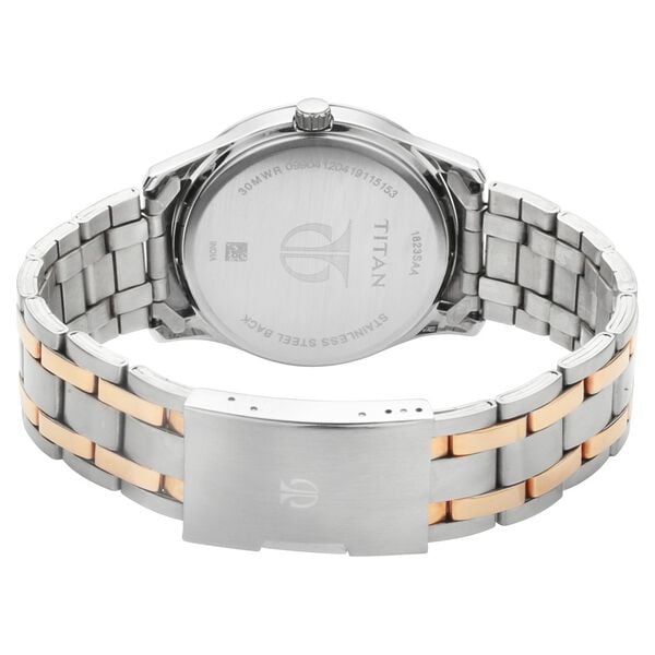Titan 1823KM01 Men’s Quartz Analog Silver Dial Two‑Tone Stainless Steel Strap Watch