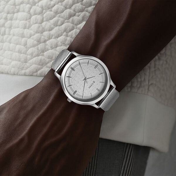 Titan 1825SM09 Analog Quartz Men’s Watch with Silver Dial and Silver Stainless Steel Strap