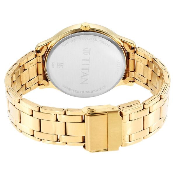 Titan 1825YM02 Karishma Black Dial Analog with Day and Date Golden Stainless Steel Watch – Men