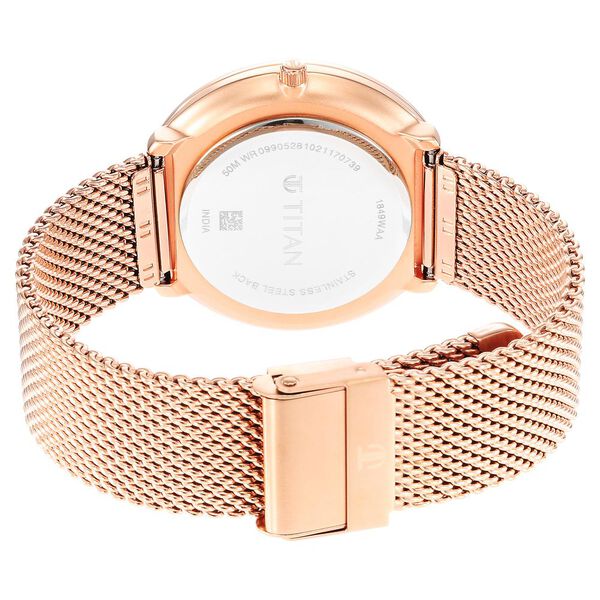 Titan 1849WM01 Men’s Quartz Analog Watch with Silver Dial & Rose-Gold Stainless Steel Strap