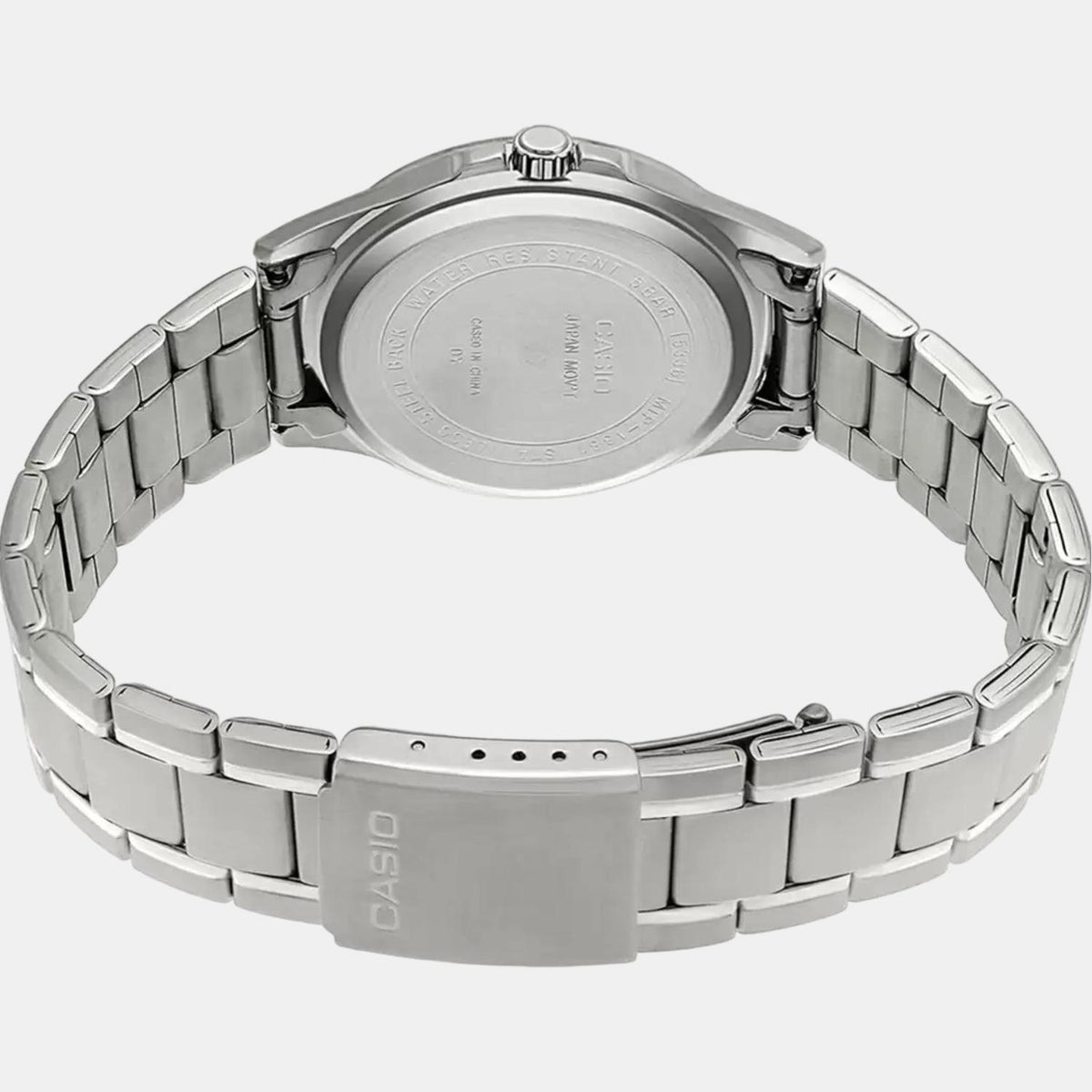 Casio A840 Analog Quartz Men’s Enticer Watch | Black Dial | Silver Stainless Steel Strap | Day & Date | 50 m Water Resistant
