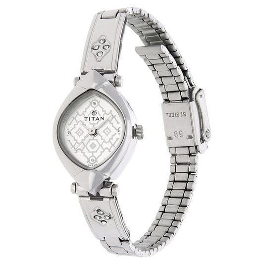 Titan 2417SM01 Silver Dial Analog Watch for Women – Silver Stainless Steel Strap, Quartz Movement