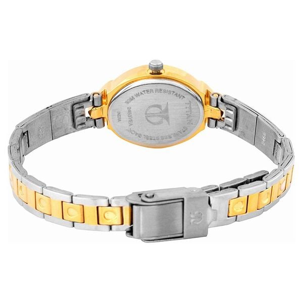 Titan 2468BM05 White Dial Analog Watch for Women – Gold & Silver Stainless Steel Strap, Quartz Movement
