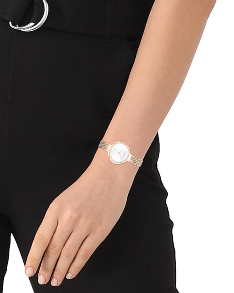 Calvin Klein 25200083 Women’s Minimalistic Analog Watch with White Dial & Stainless-Steel Strap