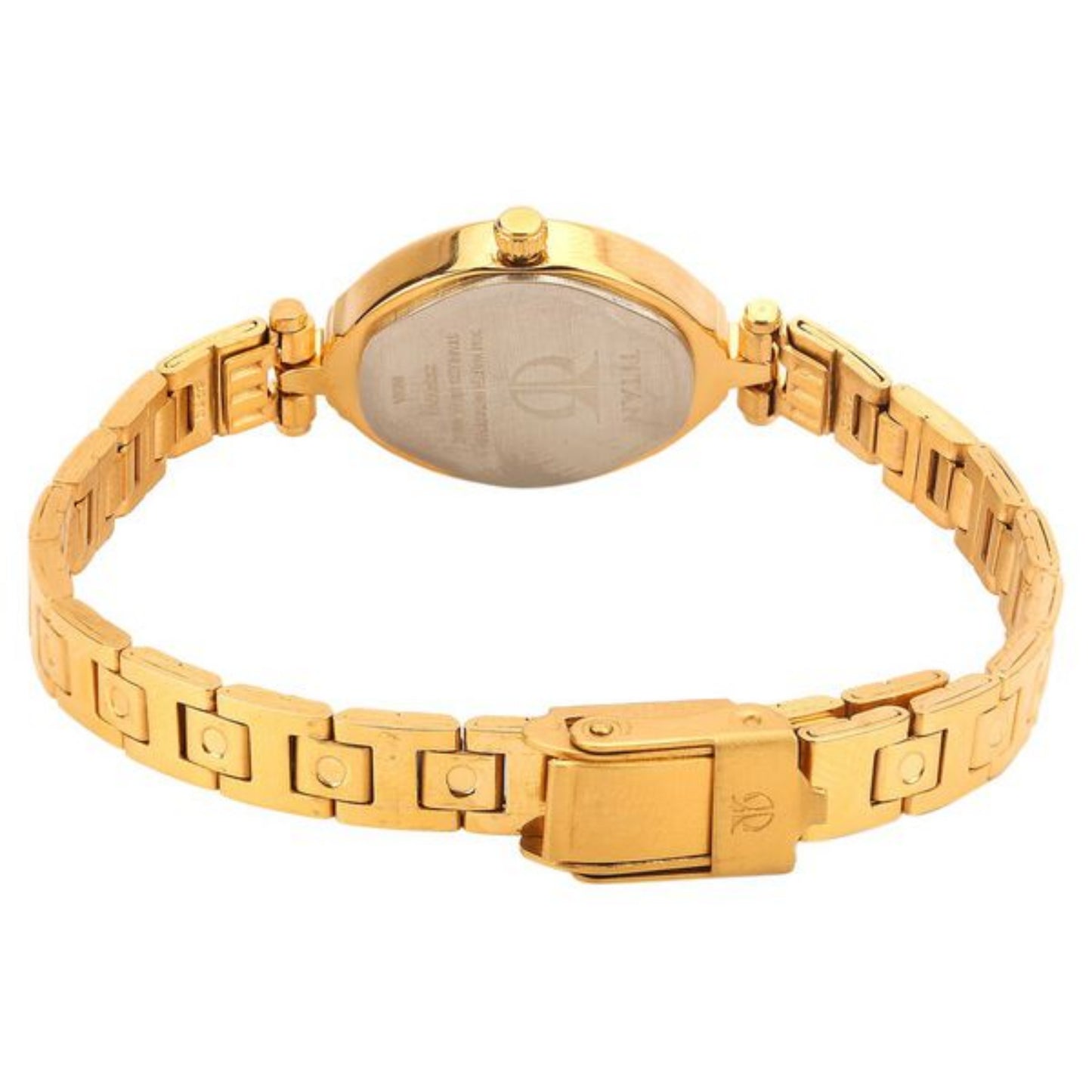 Titan 2538YM02 Karishma Women's Black Dial Analog Watch with Golden Stainless Steel Strap
