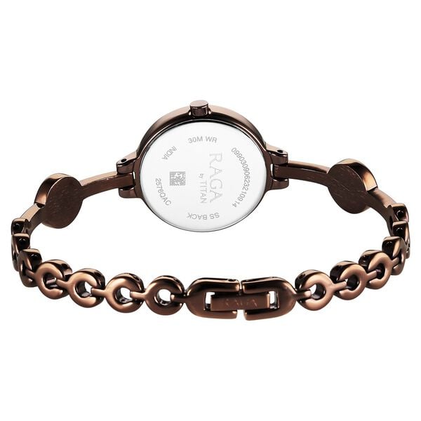 Titan 2576QM01 Raga Viva Analog Quartz Women’s Watch with Rose Gold Dial and Brown Metal Strap