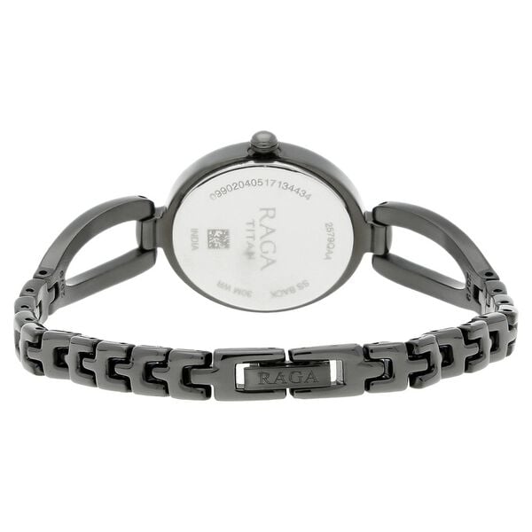 Titan 2579QM01 Anthracite Dial Analog Quartz Metal Strap Women’s Watch – Grey Band, Oval Case, Elegant Design