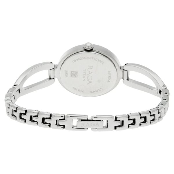 Titan 2579SM01 Quartz Analog Watch for Women – Silver Dial, Silver Stainless Steel Bracelet, Mineral Glass, Round Metal Case