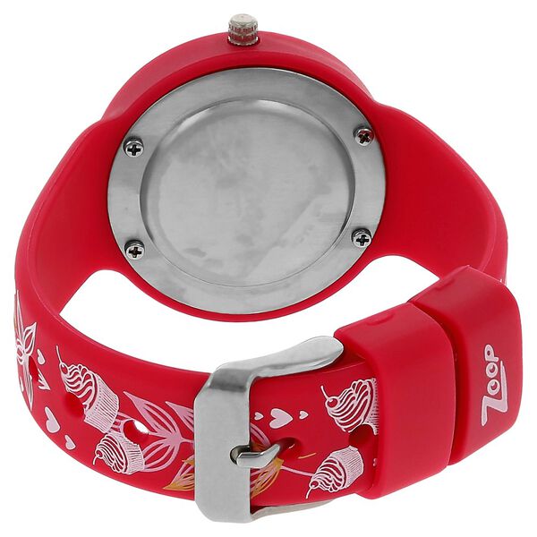 Zoop NR26006PP01W Analog Quartz Kids’ Watch with White Dial and Red PU Strap