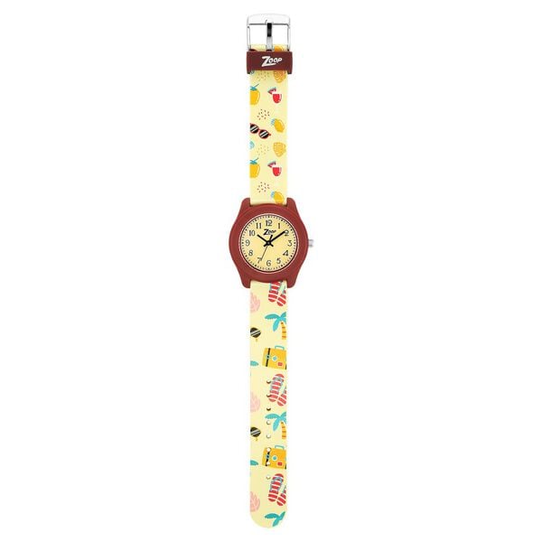 Zoop 26019PP31W Kids Analog Quartz Yellow Dial PU Strap Watch