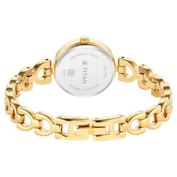 Titan NS2601YM04 Women’s Quartz Analog Watch withSilver Dial & Gold-Tone Metal Strap