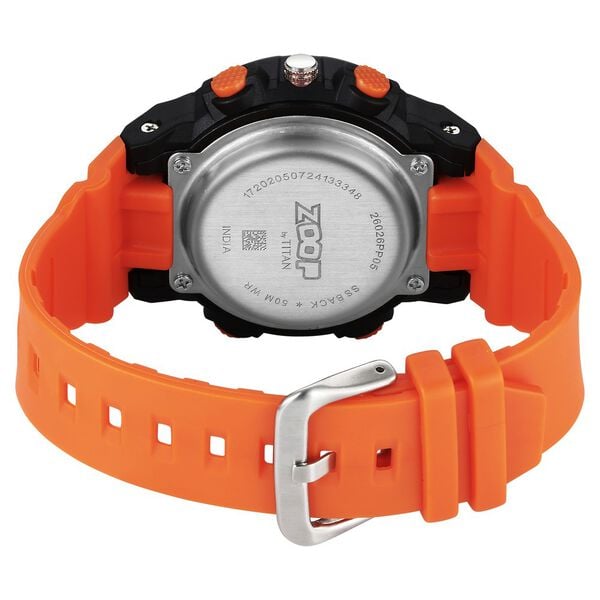 Zoop NT26026PP05W Analog-Digital Kids Watch with Black Dial & Orange Strap