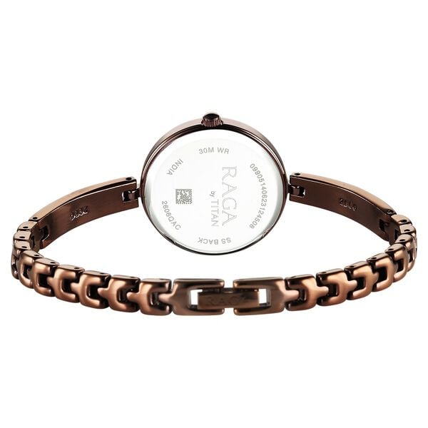 Titan 2606QM03 Women’s Brown-Dial Quartz Analog Watch with Brown Metal Strap