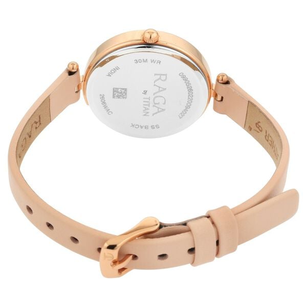 Titan 2606WL02 Women’s Pastel Pink Dial Analog Watch with Pink Leather Strap