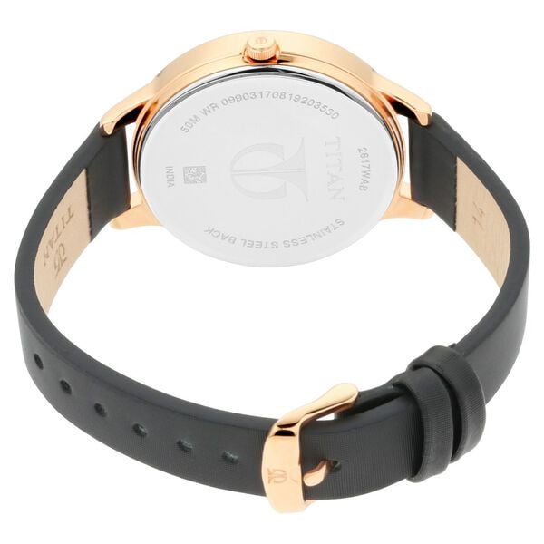 Titan 2617WL02 Anthracite Dial Black Leather Strap Women’s Analog Watch