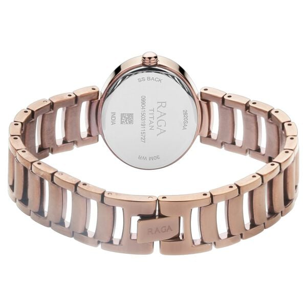 Titan 2620QM01 Women’s Brown-Dial Analog Watch with Metal Strap