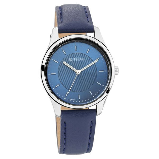 Titan 2639SL02 Women’s Quartz Analog Watch with Blue Dial & Blue Leather Strap