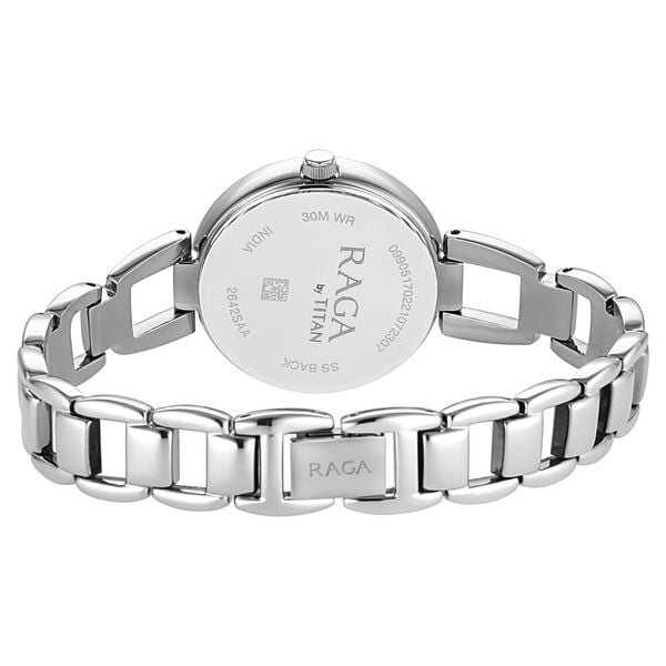 Titan 2642SM02 Blue Dial Analog Quartz Stainless Steel Women’s Watch – Silver Band, Round Case, Date Display