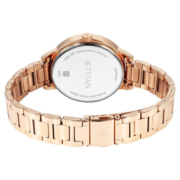 Titan 2648WM08 Razzle Dazzle Quartz Analog Pink Dial 43.5 mm Stainless Steel Case Rose Gold-Tone Stainless Steel Bracelet Women Watch