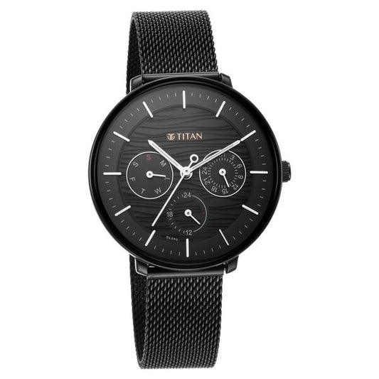 Titan 2651NM02 Women Black Dial Metal Strap Multifunction Quartz Watch