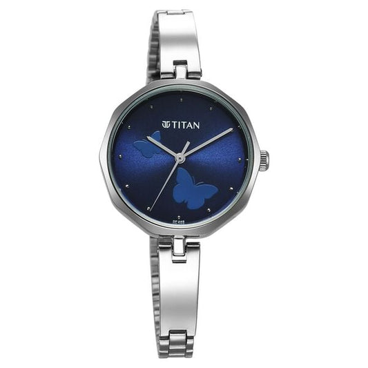 Titan 2702SM02 Women’s Quartz Analog Stainless Steel Blue Dial Watch