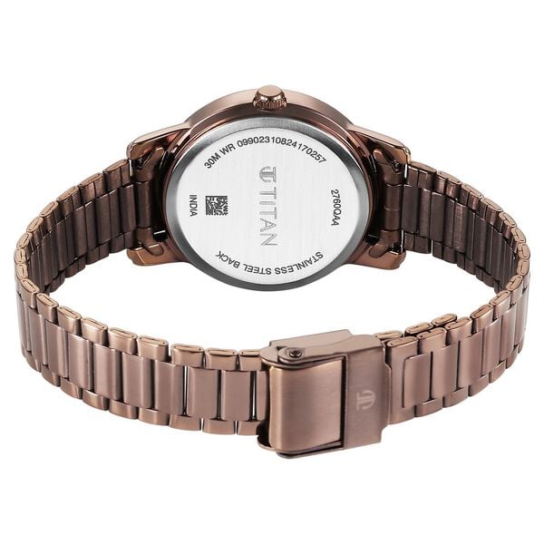 Titan 2760QM01 Women’s Analog Quartz Watch — Beige Dial & Brown Stainless Steel Strap