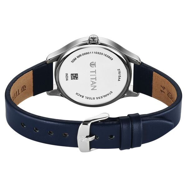 Titan 2781SL02 Women’s Blue-Dial Analog Watch with Blue Leather Strap