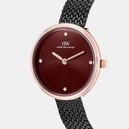 Daniel Wellington DW0DL2702 Burgundy Dial Women's Black Stainless Steel Watch