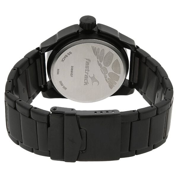 Fastrack 3089NM01 Analog Quartz Men Watch – Black Dial, Black Stainless Steel Strap, 50 m Water Resistance