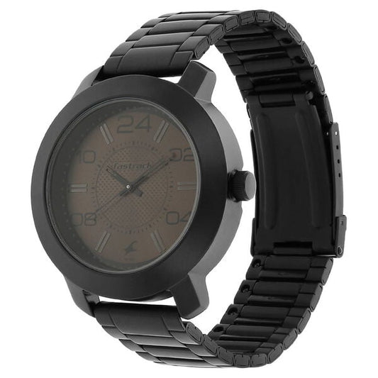 Fastrack 3120NM02 Analog Quartz Men Watch – Brown Dial, Black Stainless Steel Strap