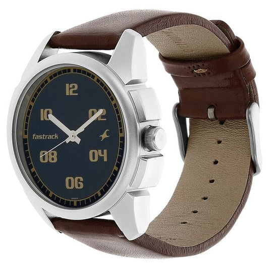 Fastrack 3124SL02 Quartz Analog Blue Dial Brown Leather Strap Men’s Watch