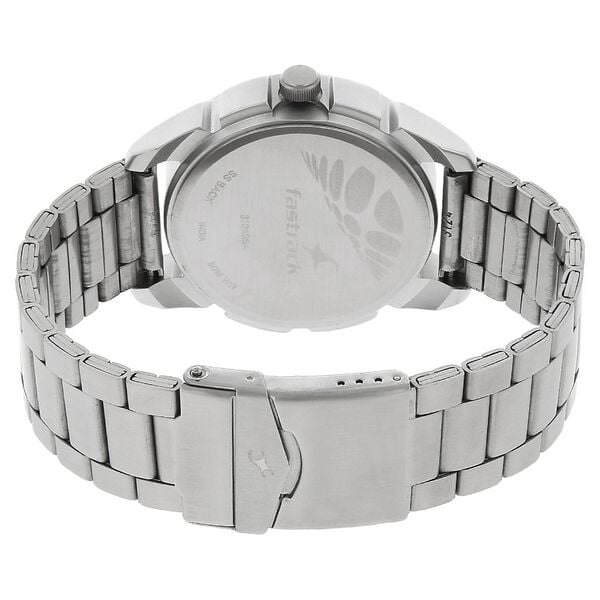 Fastrack 3124SM01 Analog Quartz Men Watch – Silver Dial, Silver Stainless Steel Strap, Bold Everyday Style