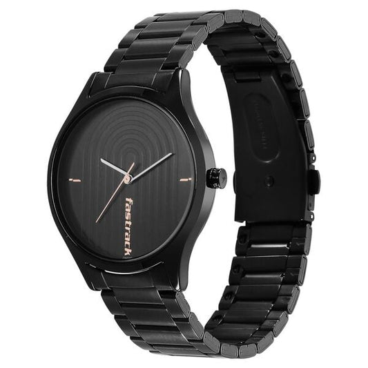 Fastrack 3184NM02 Analog Quartz Men Watch – Black Dial, Black Stainless Steel Strap, Style Up Casual Design