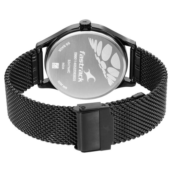 Fastrack 3247NM03 Black Dial Black Stainless Steel Strap Men’s Watch