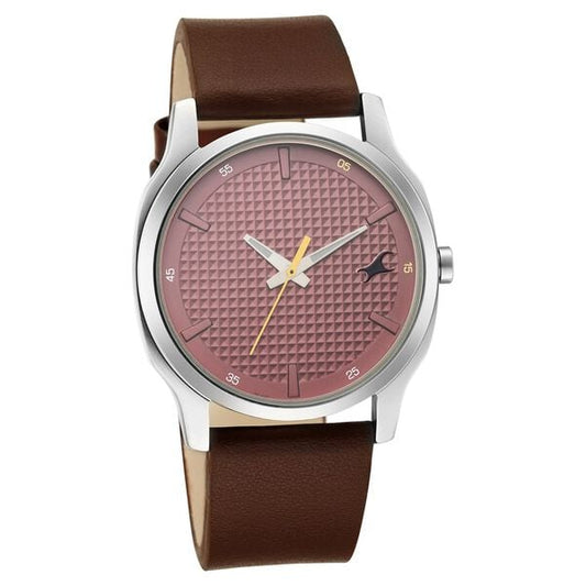 Fastrack 3255SL01 Men’s Analog Watch Red Dial Leather Strap