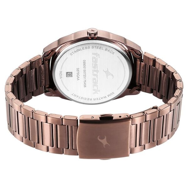 Fastrack 3273QM01 Men’s Quartz Analog Black Dial Brown Stainless Steel Strap Watch