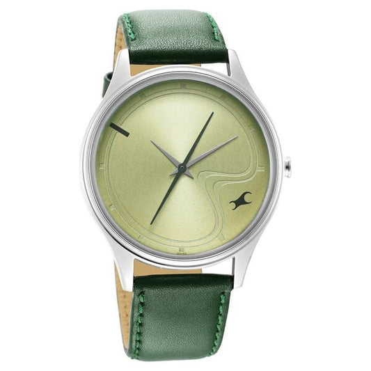 Fastrack 3290SL02 Stunners Quartz Analog Green Dial Leather Strap Men’s Watch