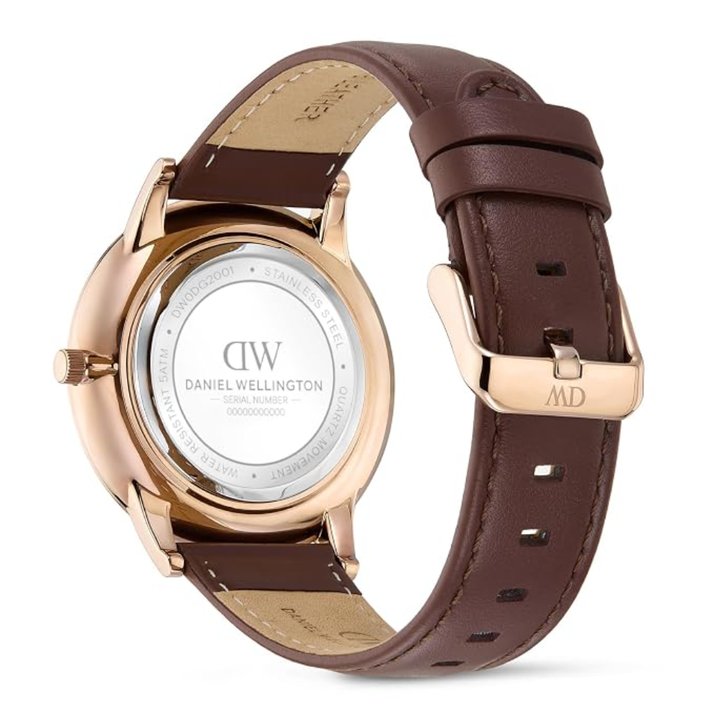 Daniel Wellington DW0DG2001 Black Dial Men's Round Analog Brown Strap Watch