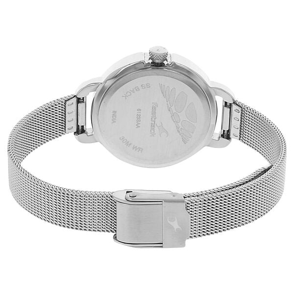 Fastrack 6123SM01 Quartz Analog Women’s Watch | Blue Dial | Silver Metal Strap | Mineral Glass | 30 m Water Resistant | 24 Months Warranty